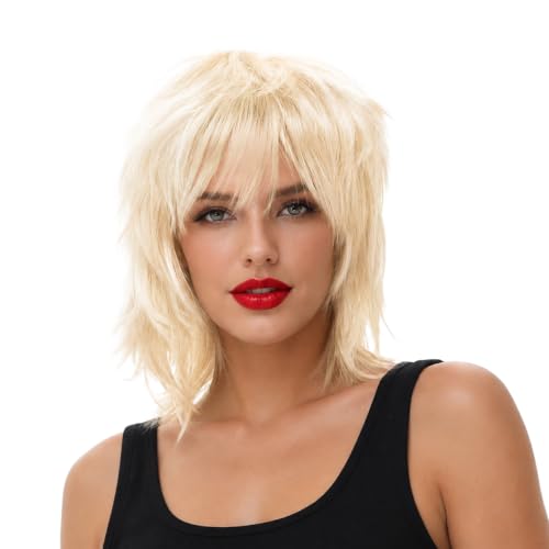 Blonde Country Diva Wig Cosplay Layered Wigs with Bangs for Women Men