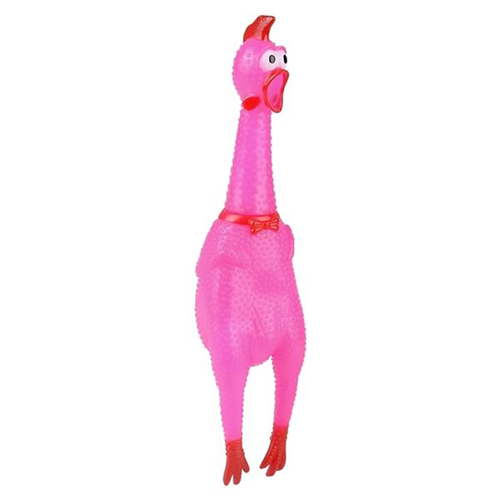 The Dreidel Company Rubber Screeching Chicken, Squeeze Chicken with Sound Toy, Practical Joke and Gag Toy, Party Favor Noisemaker, 1 Chicken (16 Inch (Assorted Colors))