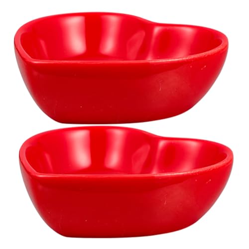 Toyvian Set 2 Pezzi Ciotole a Forma di Cuore in Ceramica Rossa Piatti da Portata per Antipasti e Salsa per Servizio Tavola e Ristorazione