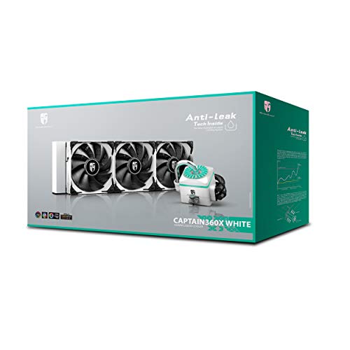 DEEP COOL Captain 360X Raffreddamento a Liquido Bianco RGB per CPU, Sistema Anti-Leak, Controller Via Cavo o Controllo della Scheda Madre con Testina RGB 4pin-12V, 3 Anni di Garanzia