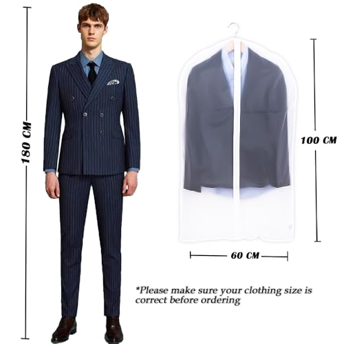 Niviy Kleidersack Anzug 6 Stück Hochwertiger Kleidersäcke, Transparent 60x100 cm Atmungsaktiver Stoff, für Anzüge Kleider Mäntel Sakkos Hemden Abendkleider Anzugsack Aufbewahrung Kleiderhülle