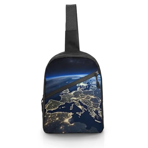 BTCOWZRV Sling Bag for Women Men Crossbody Sling Backpack Earth from Space Europe Chest Bags Shoulder Backpack Travel Hiking Daypack