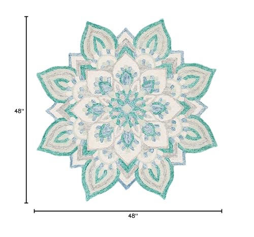 Safavieh Alfombra Redonda 4' Lana Boho Azul Crema miniatura 2