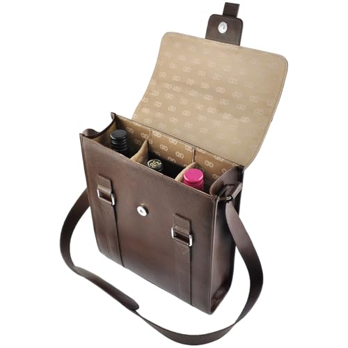 Bolsa Porta Vinho BELLUNO em Couro (Café)