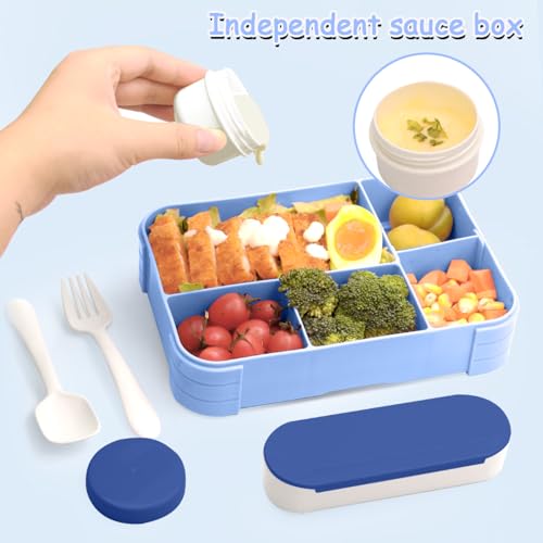 XJIANFU Brotdose Kinder mit Fächern,900ml Auslaufsichere Bento-Box, Kinder-Lunchbox,Auslaufsicher Fächern,Jausenbox Brotbox für… – Ansicht 2