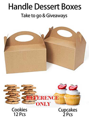 image for Happyhiram 50 Count Party Favor Boxes Kraft Brown, Treat Boxes with Ha