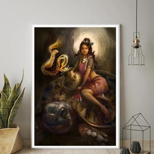 Affiche artistique de Vishnu pour salon - Toile vintage zen 40x55 cm
