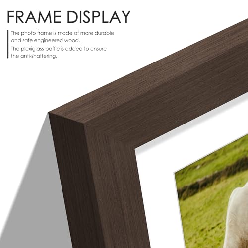 Image of DUENPY 14x30 Picture Frame 4x6 Collage Picture Frame Displays Fourteen 4x6 inch Photos Collage Wall Decor Wall Hanging Walnut