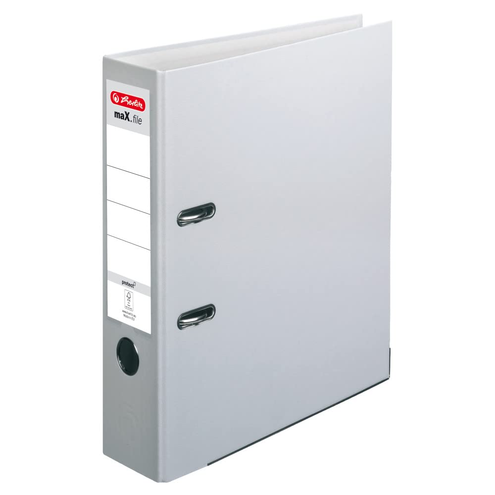 Herlitz 5480900 classeur à levier maX.file protect A4 8cm gris, lot de 20 pièces