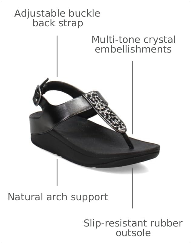 Image of FitFlop Womens Fino Crystal-Mix T-Strap Sandal