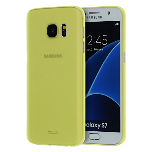 doupi UltraSlim Custodia per Samsung Galaxy S7 Edge, Satinato fine Piuma Facile Mat Semi Trasparente Cover, Giallo