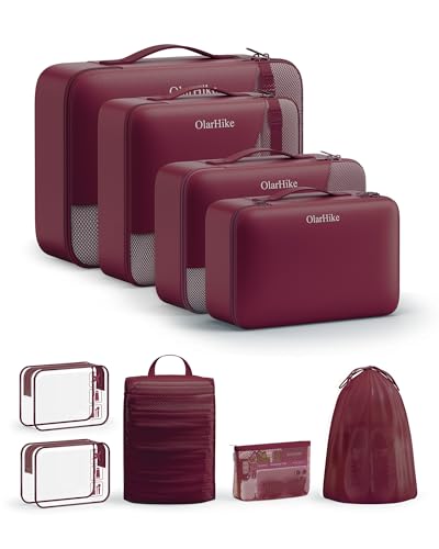 Image of OlarHike 9 Set Packing Cubes for Travel,Gifts for Women Mom,Anti-Tearing Suitcase Organizer,with Over 1000 pcs Mesh Holes,Vacation Essentials & Accessories for Cruise Ship
