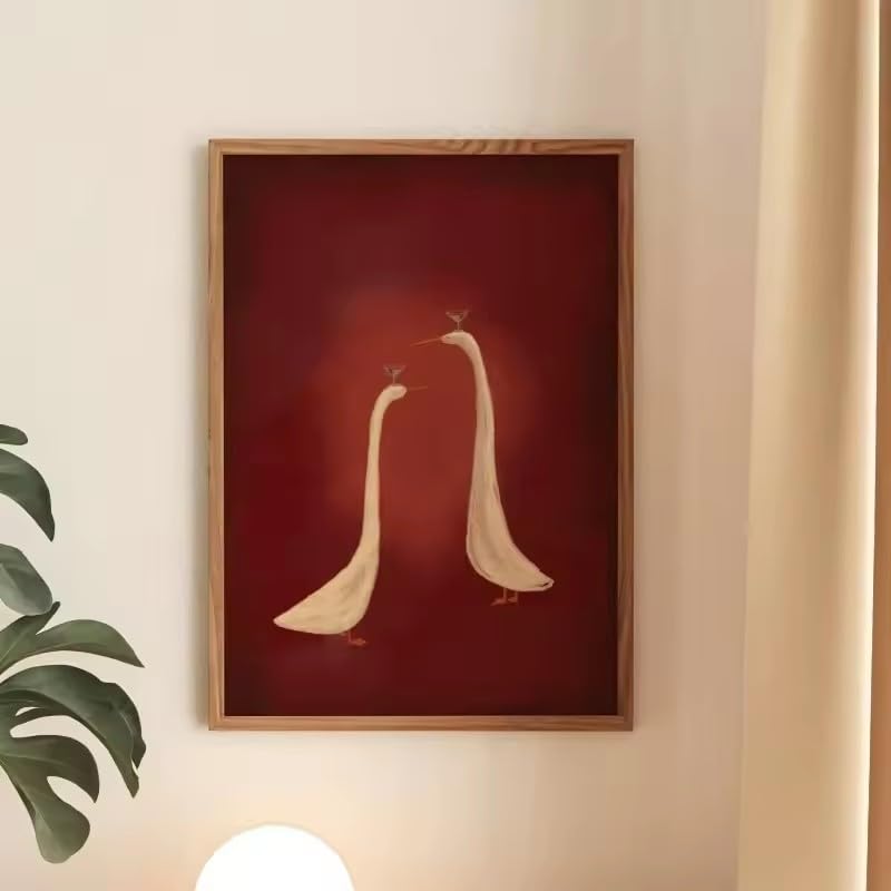 Lámina de pato rojo minimalista, la ilustración de animales perfecta para decoración de pared