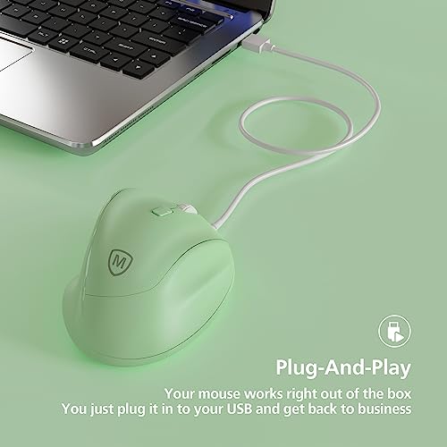 Ratón ergonómico vertical contra el dolor de muñeca Micropack inalámbrico USB-A y Tipo C Verde 6