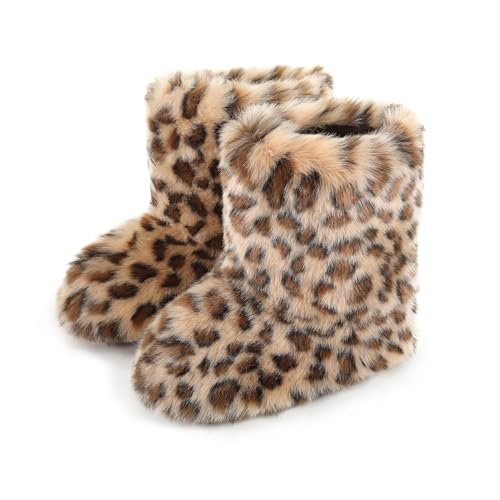 Women's Faux Fur Boots Furry Snow Boots Fuzzy Winter Shoes Fluffy Mid-Calf Flat Boots
