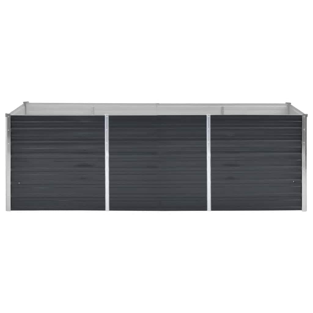 vidaXL Huerto Elevado de Acero Galvanizado 240x80x77 cm, Antracita, Fondo Abierto, Jardinera para Flores y Vegetales, DIY, Jardín o Césped