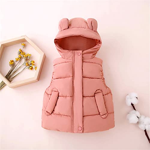 Toddler Baby Girls Winter Lightweight Padded Vest Cute Bear Ears Hood Zip up Outerwear with Pockets Sleeveless Puffer Jacket3