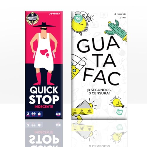 ATM Gaming Guatafac + Quickstop - Juegos de Mesa Adultos - Juego de Cartas Divertido para Fiestas y Previas - Más de 1 Millón de Jugadores - Dinámico, Rápido y Atrevido