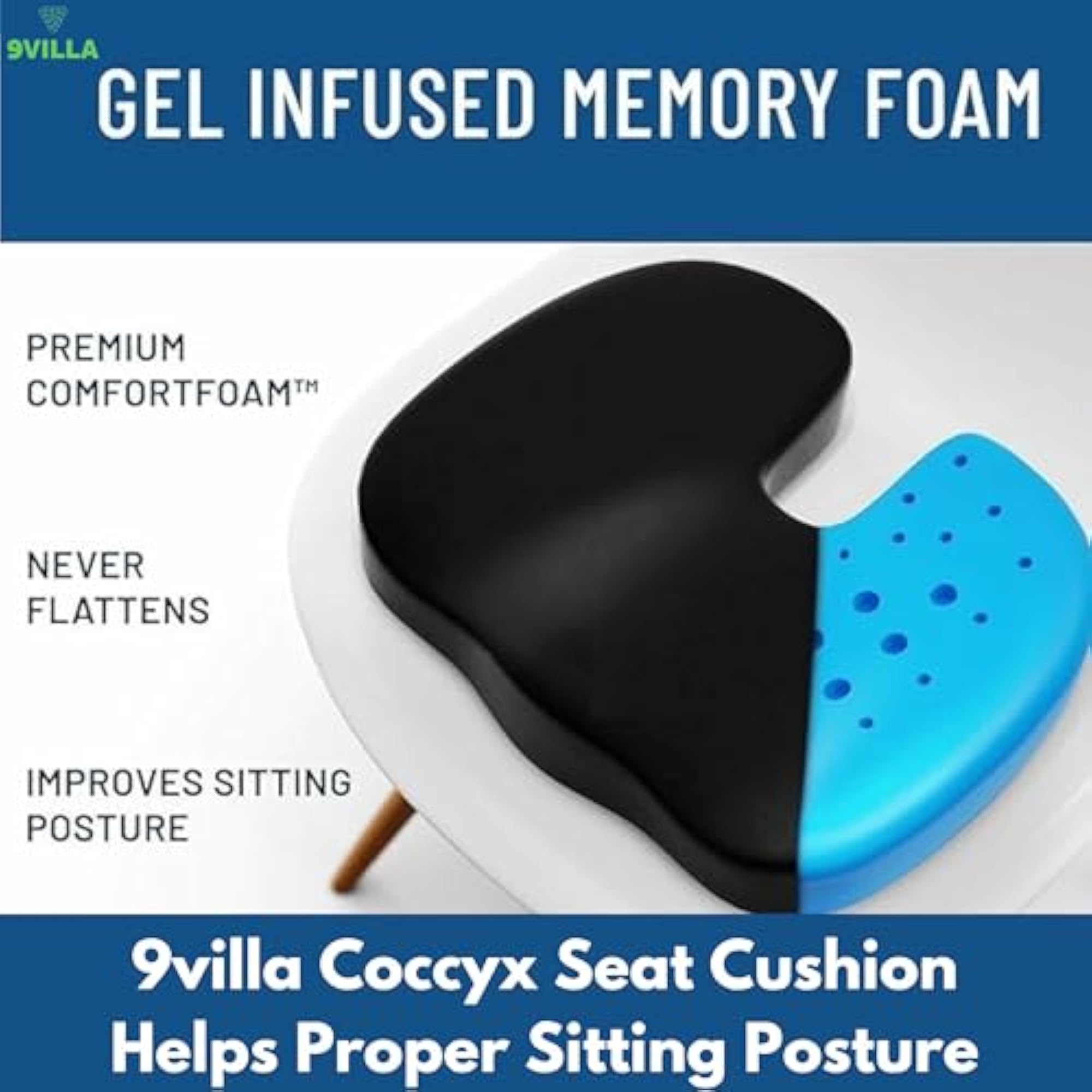 Orthopedic Gel Memory Foam Coccyx Seat Cushion