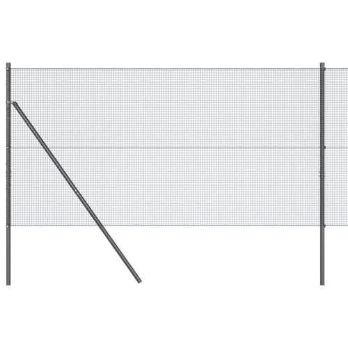 vidaXL Geschweißter Drahtzaun mit 13 Pfosten Grau 1.2 X 25 m Starke Stahl Außenzaunlösung Material Garten Netz Minimalistisches Design Pulverbeschichtete Barriere