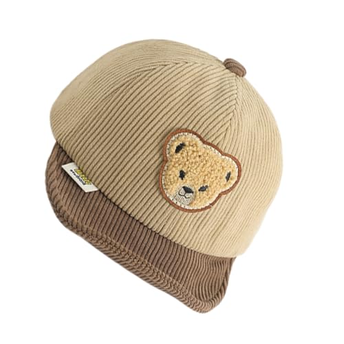 Baby Peaked Embroidered Bear Hat Cartoon Curved Brim Hat Baseball Hat Infant Duck Tongue for Boy Girl 6-24Months Children's Autumn and Winter Cute Bear Cap3