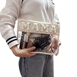Clear Makeup Letter Bag Chenille Letter bag Stadium Preppy Clear Makeup bags,Cosmetic Toiletry Pouches bag for Women Girls(Beige-Mama) - Image 5