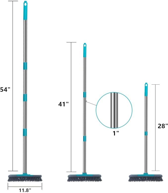 Miniatura 5 de Cepillo de cubierta con mango largo  Cepillo de limpieza de piso de 53 pulgadas, acero inoxidable de mango largo, resistente cepillo de lechada de
