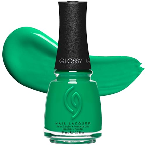 China Glaze CG Emerald Bae Nail Lacquer – Vibrant Emerald Green Nail Polish, Long-Lasting, Quick Dry, Chip Resistant, Glossy Finish for Salon & DIY Manicure, 0.5 fl oz