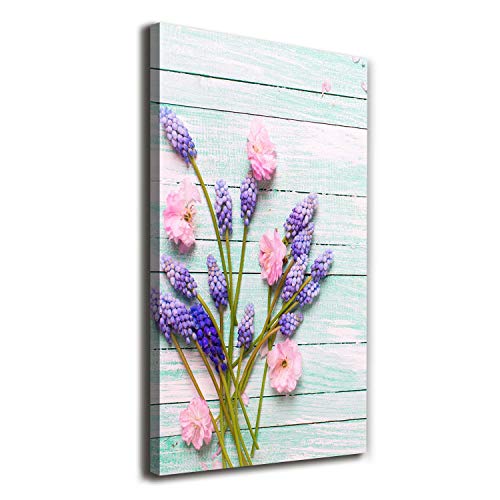 Tableaux pour le mur de salon avec fleurs muscari Tulup toile imprimée multicolore 60x120
