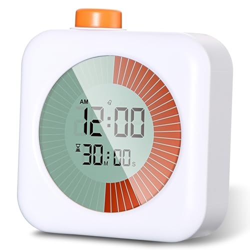 SinLaw Temporizador Visual,Reloj y Función de Alarma, Temporizador de Cuenta Regresiva Silencioso de 60 Minutos,Temporizadores de Cocina, Herramienta de Gestión del Tiempo para Niños y Adu