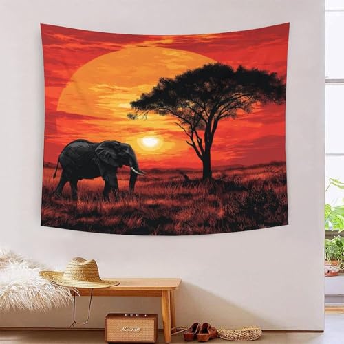 Poster mural éléphant 3D tapisserie en polyester doux décoration salon 150cm