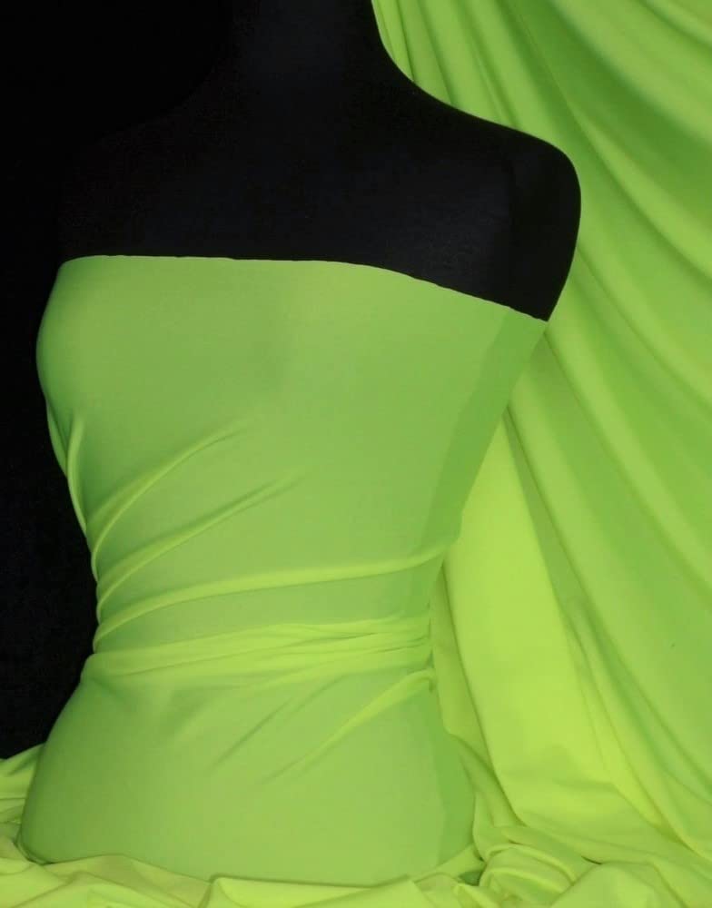 Premium Quality Shiny Elastane Material | 4 Way Stretch | Dressmaking, Swimwear, Leotards | Sold by The Metre | 50+ Colours in Stock | Same Day Dispatch | by Tia Knight (Q54) (Lime Green)
