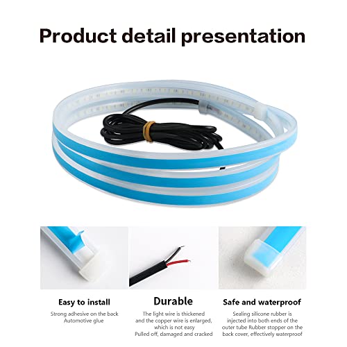 Reswish Car Hood Light Strip,Universal 12V Car Hood Daytime Running Light Strip,60 Inch Engine Hood Guide Decorative Light Bar,Waterproof Flexible Led Auto Decorative (White, 60 Inch) #TOP3