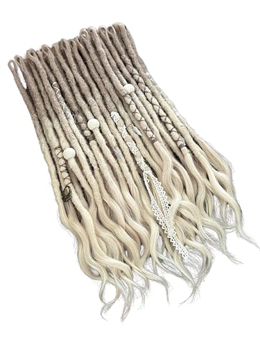 Blonde Shades Textured Real Human Hair Dreadlock Extensions 10 Strands Single ended 100% Full Handmade Locs Soft Natural Human Hair Dreads 7-8 mm/ 0.3