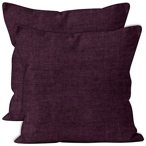 Image of Encasa XO Thick Chenille Throw Pillow Covers Set of 1 | Wine - (24 inchx24 inch) (60x60 cm) | Decorative Accent Square Throw Pillow Cases for Couch, Home Decor, Sofa