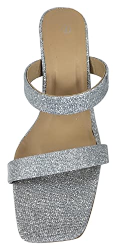 TruFox Womens Chunky Block Heels Square Open Toe heels Comfortable Two Strap Slip On Slides for Prom Wedding party Dress Shoes4