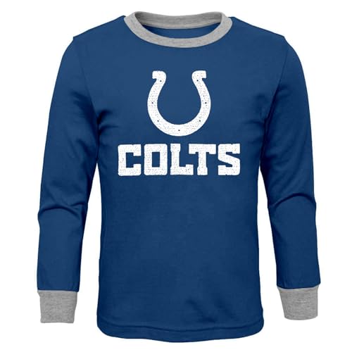 NFL Kids Youth Boys 4-18 Officially Licensed Faded Primary Logo Wordmark Long Sleeve Shirt and Pants Pajama Set2