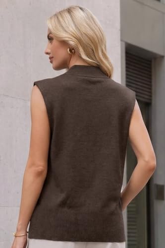 Image of Arach&Cloz Women's Wool Blend Mock Neck Sweaters Vest Business Casual Lightweight Trendy Tops Summer Outfits 2026