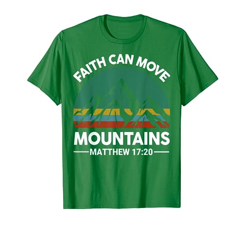 Camisa cristiana Faith Can Move Mountains Jesús regalo vintage Camiseta