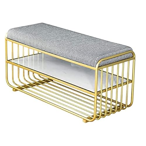 Banc à chaussures pour salon et entrée avec support de rangement horizontal - 2