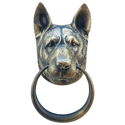 Aldaba de pastor alemán para decorar su puerta principal con latón macizo de 6.5" 3