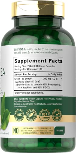 Carlyle CL3374 Egcg Green Tea Extract Supplement | 1200Mg | 200 Capsules thumb #1