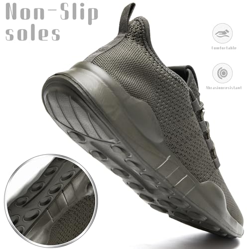 Image of Mens Running Shoes Tennis Walking Sneakaers Lightweight Breathable Workout Casual Athletic Gym Outdoor Sports Jogging Sheos Dark Gray Size 12
