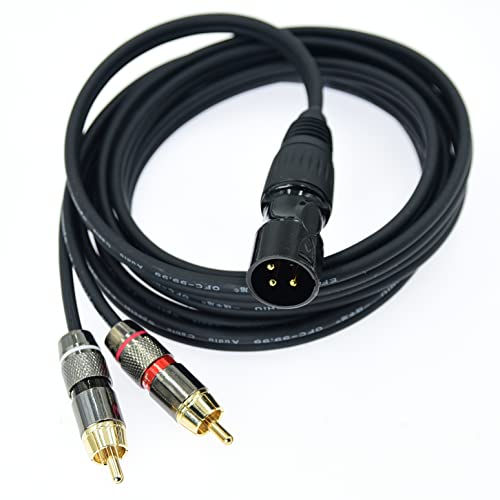 Arklove 10ft XLR Male to 2 RCA Plug Y Splitter 1 XLR 3 Pin to Dual RCA Stereo Audio Cable Phono Duplicator Lead Adapter Connector Sound Card eq Microphone Cord 2 x Unbalanced(1 Pack)