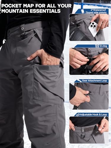 Pantalones impermeables con aislamiento de nieve FREE SOLDIER gris XL largo 34 6