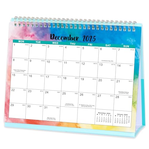 Calendar 2026 - Desk Calendar 2026 uk, 12 Months Calendar from January 2026 to December 2026, 10" x 8.3", Memo Pages - Rainbow Watercolor Ink - Cosy Home Interiors Calendar 2026 - Desk Calendar 2026 uk, 12 Months Calendar from January 2026 to December 2026, 10" x 8.3", Memo Pages - Rainbow Watercolor Ink - Image 2