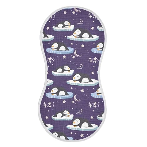 xigua Cute Sleeping Penguins Muslin Baby Burp Cloths Set of 4, Super Soft & Absorbent Burping Rags, Cotton Burp Clothes Shower Gift for Newborn, Baby Girls and Boys