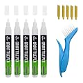 5 Pieces Grout Pen Tile Grout 1 Cleaning Brush Restorer Pen White Renew Repair Marker for Tile Wall Floor Bathroom, Kitchen, Bedroom (White)