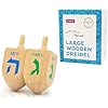 Hanukkah Dreidel Extra Large Wooden Dreidels Hand Painted Includes Game Instruction Cards 2 Pack XL Dreidel