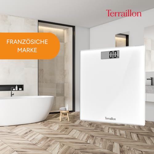 Terraillon - TSQUARE Weiß - Kompakt und ultraflach 26cm x 26cm-Glasplatte-Großes LCD-Display-Kapazität 180Kg-Graduierung 100g -Weiß – Ansicht 4
